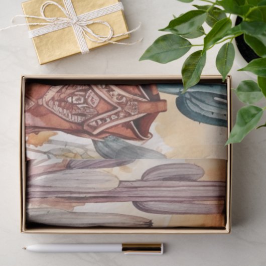 Papier Mousseline Découpage d'aquarelle BoHo Ouest (Cadeau)