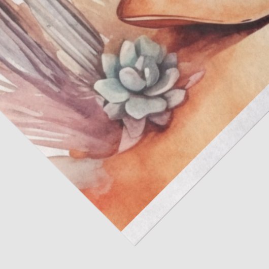 Papier Mousseline Découpage d'aquarelle BoHo Ouest (Détail)