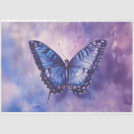 Papier Mousseline Découpage d'aquarelle de papillon pourpre (Recto)