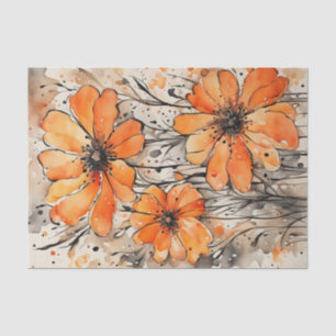 Papier Mousseline Découpage d'aquarelle orange