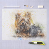 Papier Mousseline Découpage d'aquarelle Yorkshire Terrier (Artisanat)