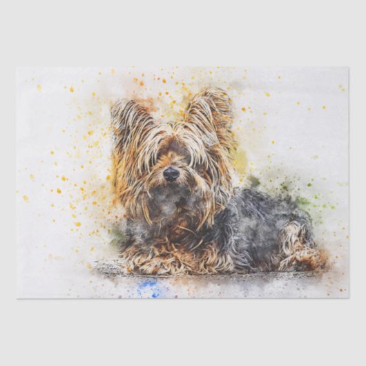Papier Mousseline Découpage d'aquarelle Yorkshire Terrier (Recto)