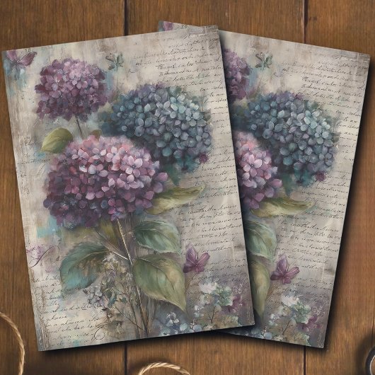 Papier Mousseline Découpage d'art botanique d'hortensia antique