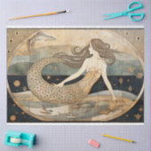 Papier Mousseline Découpage d'art côtier neutre de sirène primitive (Artisanat)