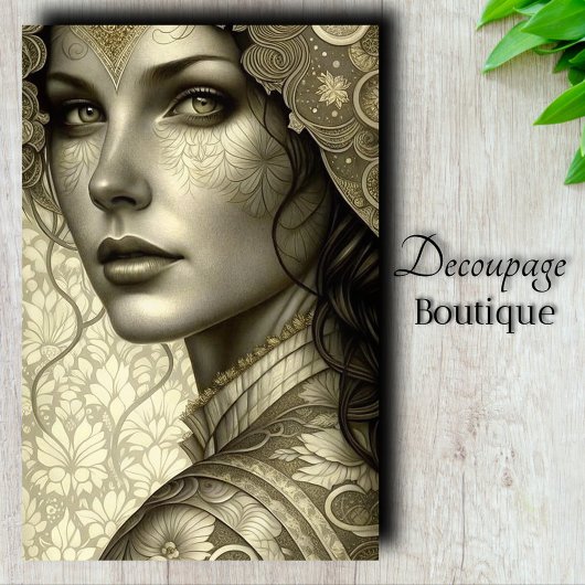 Papier Mousseline Découpage d'art Déesse dorée