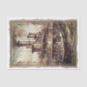 Papier Mousseline Découpage de bateau à vapeur Vintage victorien