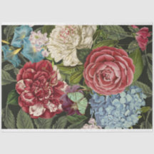 Découpage de bouquet floral bleu rouge