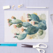 Papier Mousseline Découpage de cactus aquarelle et de fleurs roses (Artisanat)