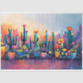 Papier Mousseline Découpage de cactus et de fleurs en aquarelle (Recto)