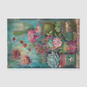 PAPIER MOUSSELINE DÉCOUPAGE DE CACTUS ET SUCCULENTS COLORÉS (Recto)