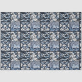 Papier Mousseline Découpage de carreaux bleus modernes (Recto)