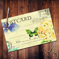 Découpage de carte postale éphémère papillon flora