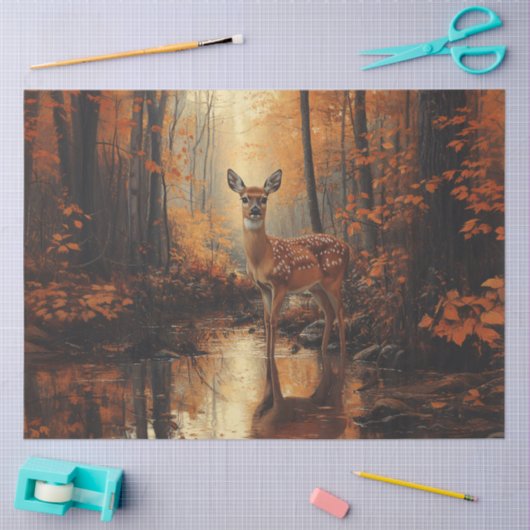 Papier Mousseline Découpage de cerfs de forêt d'automne (Artisanat)