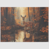 Papier Mousseline Découpage de cerfs de forêt d'automne (Recto)
