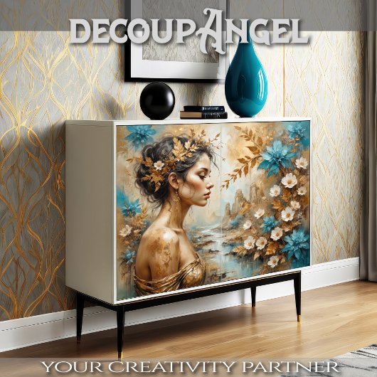 Papier Mousseline Découpage de charme Floral d'or