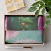 Papier Mousseline Découpage de charme rose et vert d'autruche (Cadeau)