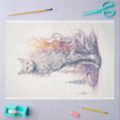 Papier Mousseline Découpage de chat blanc blanc mystique de l'Imagin (Artisanat)