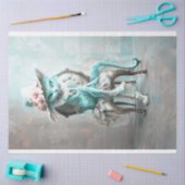 Papier Mousseline Découpage de chat bleu Turquoise Whimsical (Artisanat)