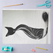 Papier Mousseline Découpage de chat en silhouette noir blanc (Artisanat)