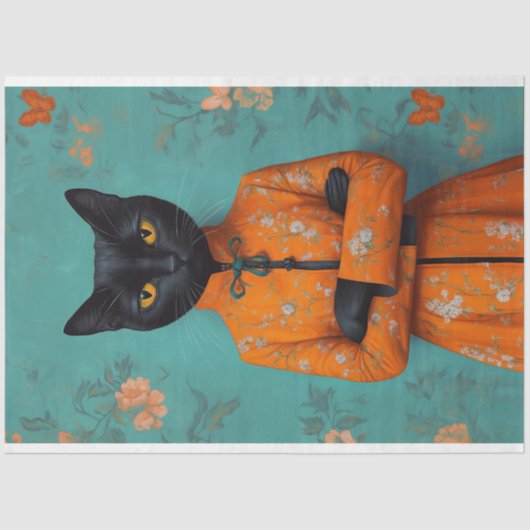 Papier Mousseline Découpage de chat noir chinois (Recto)