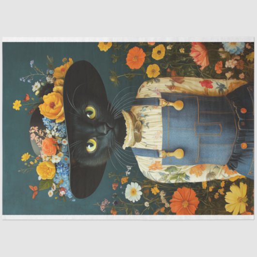 Papier Mousseline Découpage de chat rustique (Recto)