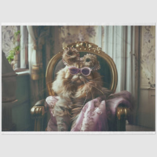 Papier Mousseline Découpage de chat Vintage sophistiqué