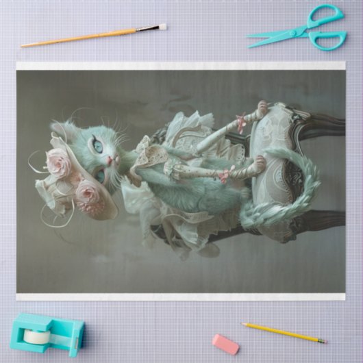 Papier Mousseline Découpage de chat Whimsical français (Artisanat)