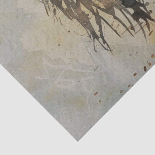 Papier Mousseline Découpage de Cheval Sauvage Aquarelle (Détail)