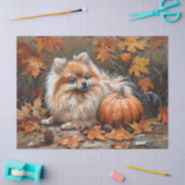 Papier Mousseline Découpage de chien Pomeranian d'automne (Artisanat)