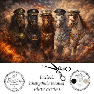 Papier Mousseline Découpage de cinq chevaux militaires américains à