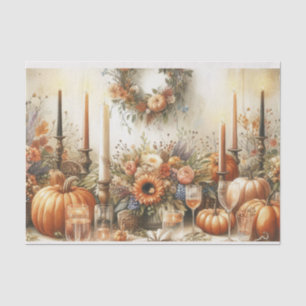 Papier Mousseline Découpage de citrouille florale d'automne
