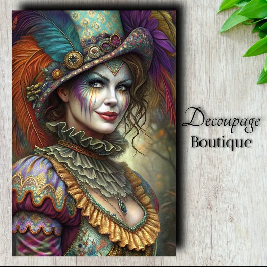 Papier Mousseline Découpage de clown masqué arlequin