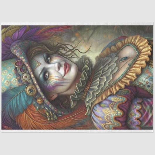 Papier Mousseline Découpage de clown masqué arlequin (Recto)