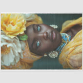 Papier Mousseline Découpage de coiffure Florale dorée (Recto)