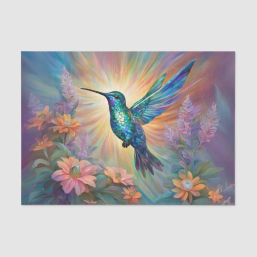 Papier Mousseline Découpage de colibris Iridescente (Recto)