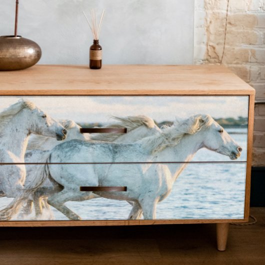 Papier Mousseline Découpage de course de chevaux blancs