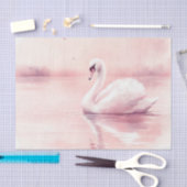 Papier Mousseline Découpage de cygne rose et blanc (Artisanat)