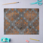 Papier Mousseline Découpage de Damas et de crânes oranges métallique (Artisanat)