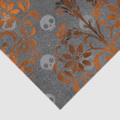 Papier Mousseline Découpage de Damas et de crânes oranges métallique (Détail)