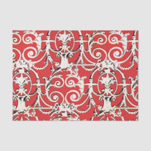 Papier Mousseline Découpage de Damas noir blanc rouge Vintage
