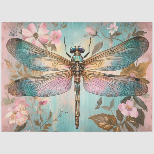PAPIER MOUSSELINE DÉCOUPAGE DE DRAGONFLY ENCHANTÉE (Recto)