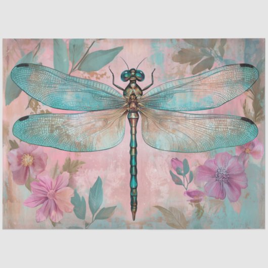 PAPIER MOUSSELINE DÉCOUPAGE DE DRAGONFLY ENCHANTÉE (Recto)