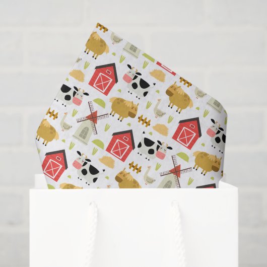 Papier Mousseline Découpage de ferme (Sac cadeau)
