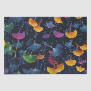 Papier Mousseline Découpage de feuilles de Ginkgo luminogramme color