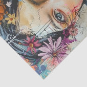 PAPIER MOUSSELINE DÉCOUPAGE DE FILLE FLEURIE BOHO (Détail)