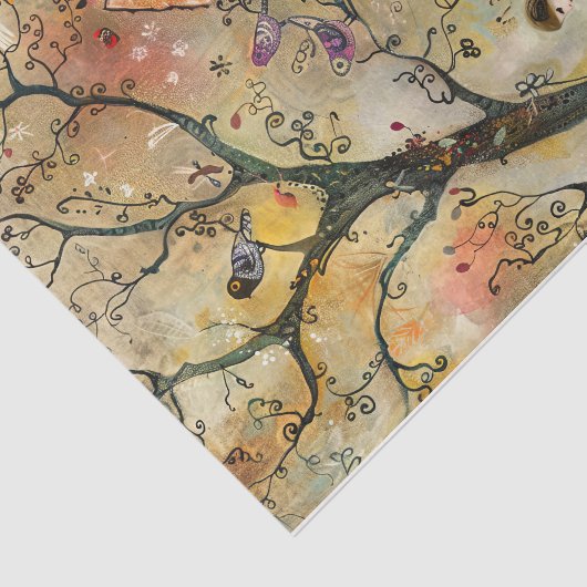 PAPIER MOUSSELINE DÉCOUPAGE DE FILLE FLEURIE BOHO (Détail)