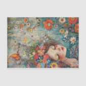 PAPIER MOUSSELINE DÉCOUPAGE DE FILLE FLEURIE BOHO (Recto)