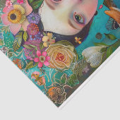 PAPIER MOUSSELINE DÉCOUPAGE DE FILLE FLEURIE BOHO (Détail)