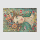 PAPIER MOUSSELINE DÉCOUPAGE DE FILLE FLEURIE BOHO (Recto)