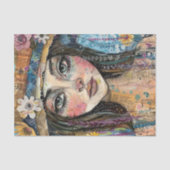 PAPIER MOUSSELINE DÉCOUPAGE DE FILLES CUTE QUIRKY BOHO (Recto)